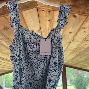 Gemma Jumpsuit, size large, blue and white floral, new with tags